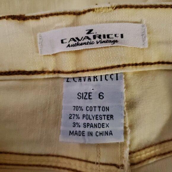 Vintage Z Cavaricci High Waist Jeans 6 Scarf Belt Cropped Straight Leg Yellow - Picture 3 of 4